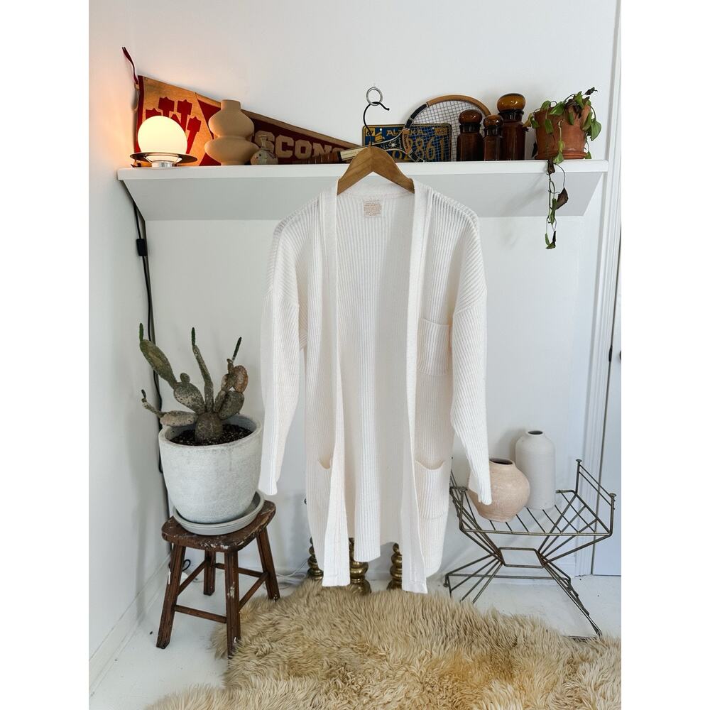 Vintage 70s Acrylic Wool Long Knit Cardigan size Large